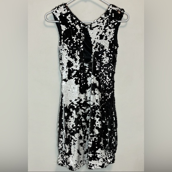 Aidan Mattox black and white sequin mini dress - Picture 6 of 10